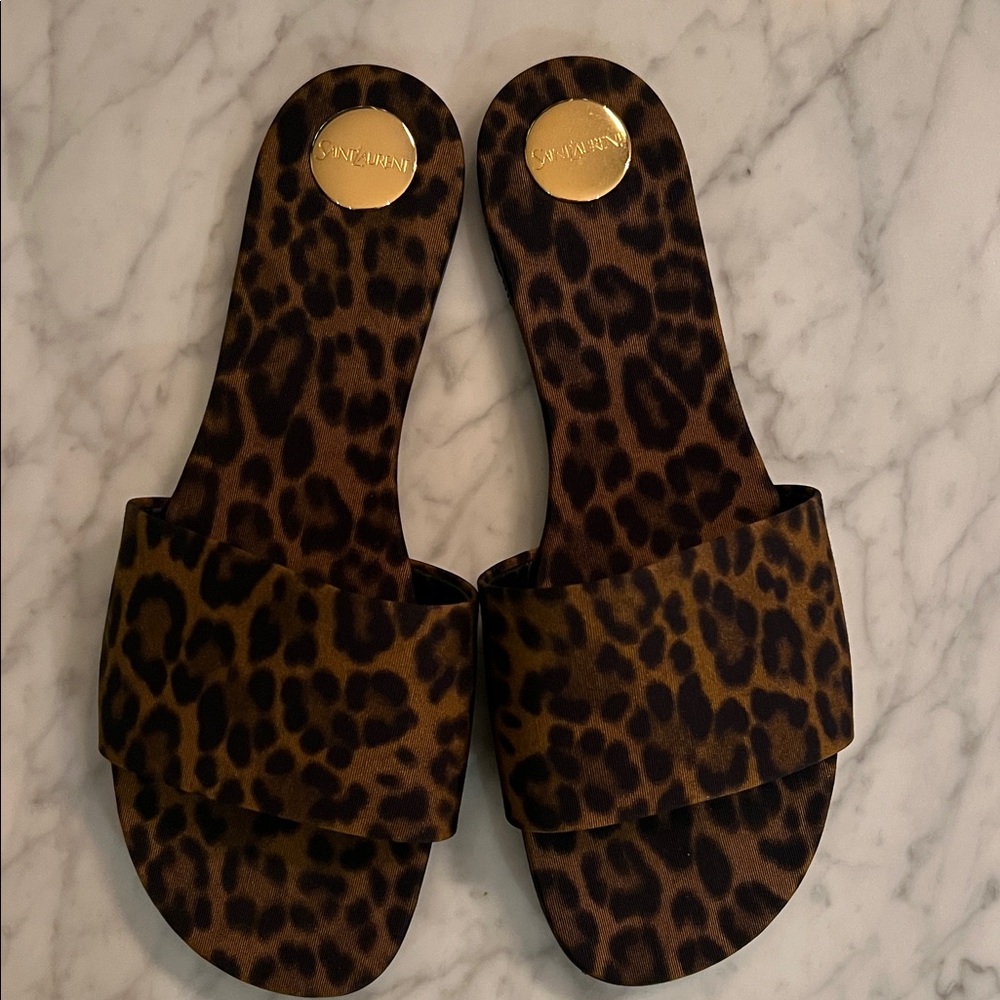 Saint Laurent Brown Leopard Sandals
